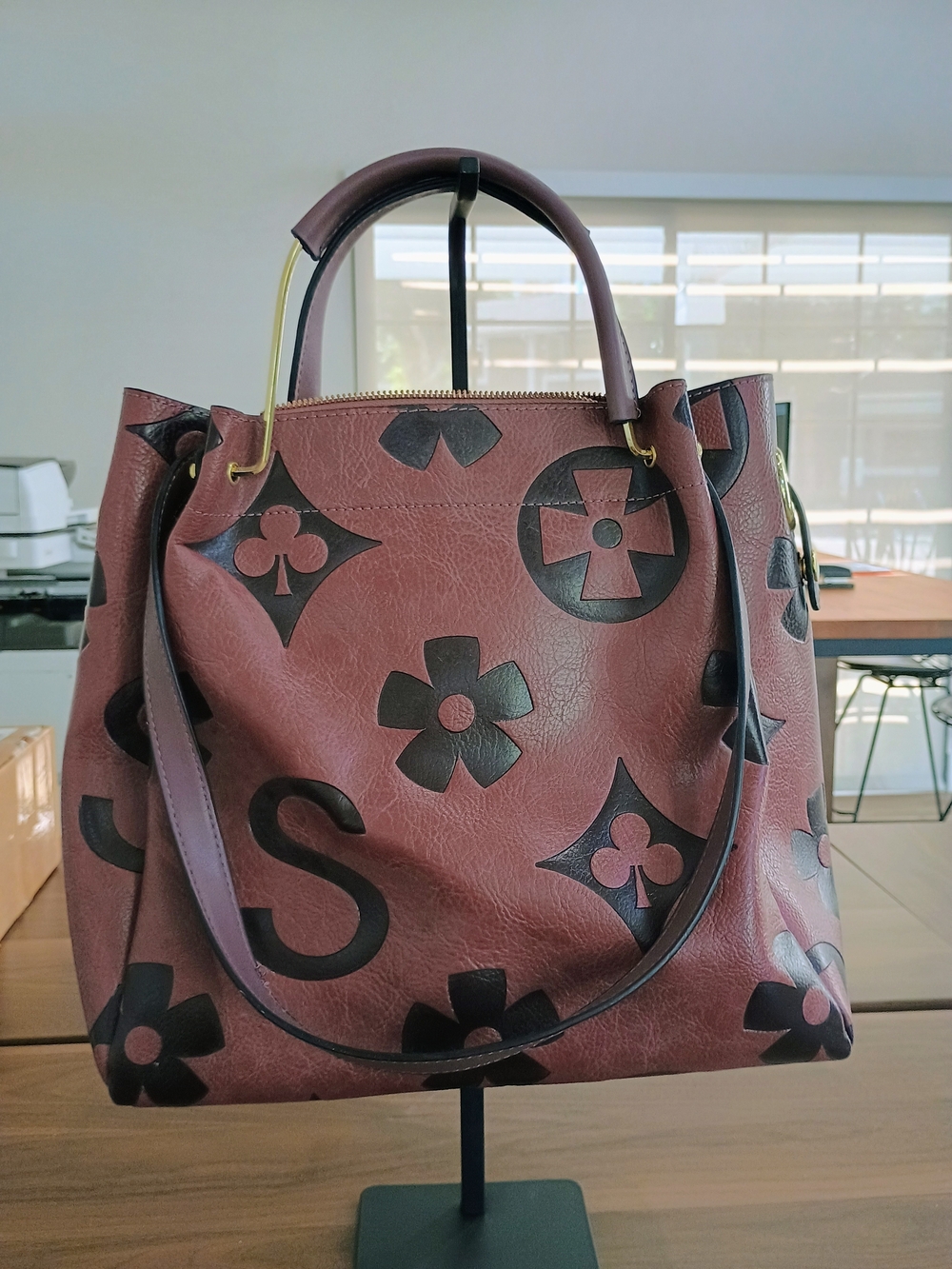 Plum Color Floral Shoulder Bag